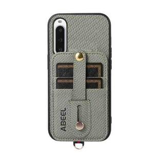 For Sony Xperia 10 V ABEEL Carbon Fiber RFID Card Holder Phone Case(Green)