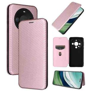 For Huawei Mate 60 Pro 5G Carbon Fiber Texture Flip Leather Phone Case(Pink)