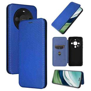 For Huawei Mate 60 Pro 5G Carbon Fiber Texture Flip Leather Phone Case(Blue)