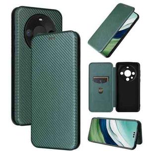 For Huawei Mate 60 Pro 5G Carbon Fiber Texture Flip Leather Phone Case(Green)
