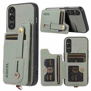 For Sony Xperia 1 V ABEEL Carbon Fiber RFID Card Holder Phone Case(Green)