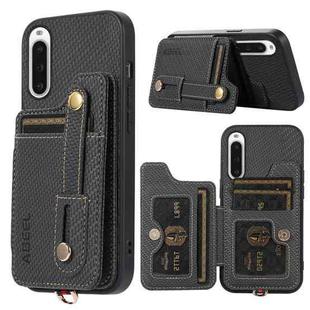 For Sony Xperia 10 V ABEEL Carbon Fiber RFID Card Holder Phone Case(Black)