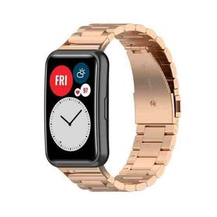 For Huawei Watch Fit Special Edition Three Strains Stainless Steel Watch Band(Rose Gold)