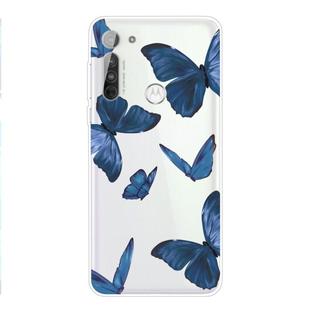 For Motorola Moto G8 TPU Pattern Soft Protective Case(Blue Butterfly)