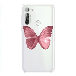 For Motorola Moto G8 TPU Pattern Soft Protective Case(Red Butterfly)