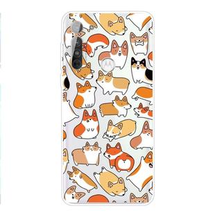 For Motorola Moto G8 TPU Pattern Soft Protective Case(Corgi Family)