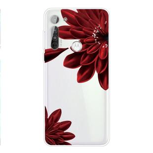 For Motorola Moto G8 Power Lite TPU Pattern Soft Protective Case(Red Flower)