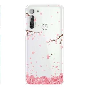 For Motorola Moto G8 Power Lite TPU Pattern Soft Protective Case(Sakura)