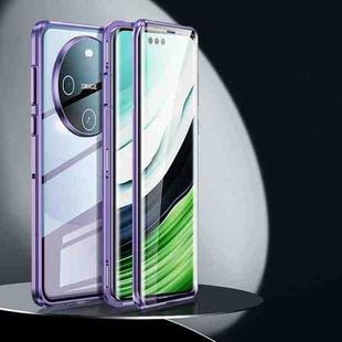 For Huawei Mate 60 Pro Magnetic Double-side HD Tempered Glass Phone Case(Purple)