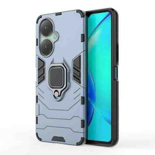 For vivo Y27 4G/Y35+ Shockproof PC + TPU Holder Phone Case(Navy Blue)