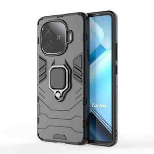 For vivo iQOO Z9 Turbo 5G Shockproof PC + TPU Holder Phone Case(Black)