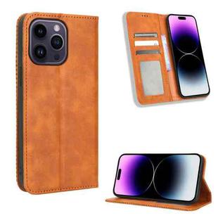 For iPhone 15 Pro Max Magnetic Buckle Retro Texture Leather Phone Case(Brown)