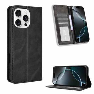 For iPhone 16 Pro Magnetic Buckle Retro Texture Leather Phone Case(Black)