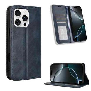 For iPhone 16 Pro Magnetic Buckle Retro Texture Leather Phone Case(Blue)