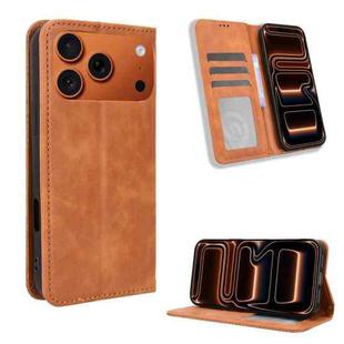 For iPhone 17 Pro Magnetic Buckle Retro Texture Leather Phone Case(Brown)