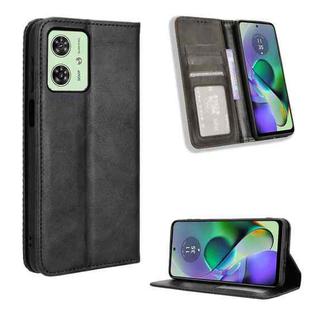 For Motorola Moto G54 5G Magnetic Buckle Retro Texture Leather Phone Case(Black)