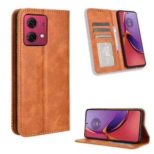 For Motorola Moto G84 5G Magnetic Buckle Retro Texture Leather Phone Case(Brown)