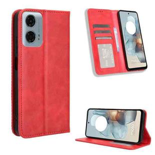 For Motorola Moto G34 5G Magnetic Buckle Retro Texture Leather Phone Case(Red)