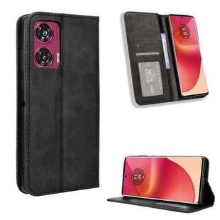 For Motorola Edge 50 Fusion 5G Magnetic Buckle Retro Texture Leather Phone Case(Black)