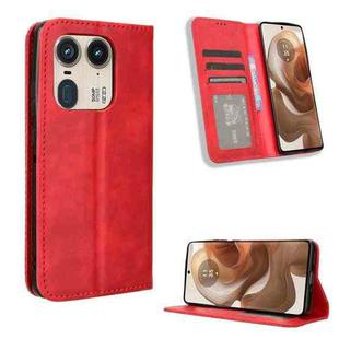For Motorola Edge 50 Ultra 5G Magnetic Buckle Retro Texture Leather Phone Case(Red)