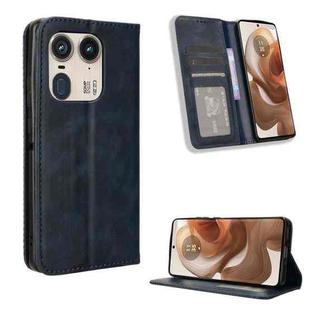 For Motorola Edge 50 Ultra 5G Magnetic Buckle Retro Texture Leather Phone Case(Blue)