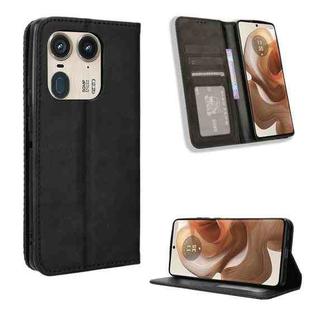 For Motorola Moto X50 Ultra 5G Magnetic Buckle Retro Texture Leather Phone Case(Black)