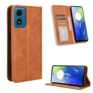 For Motorola Moto G24 / G24 Power Magnetic Buckle Retro Texture Leather Phone Case(Brown)