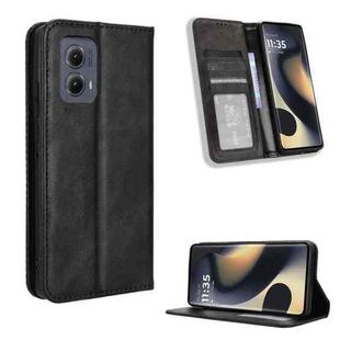 For Motorola Edge 2024 5G Magnetic Buckle Retro Texture Leather Phone Case(Black)