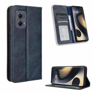 For Motorola Edge 2024 5G Magnetic Buckle Retro Texture Leather Phone Case(Blue)