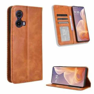 For Motorola Moto G85 5G / S50 Neo 5G Magnetic Buckle Retro Texture Leather Phone Case(Brown)