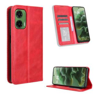 For Motorola Moto G35 5G Magnetic Buckle Retro Texture Leather Phone Case(Red)