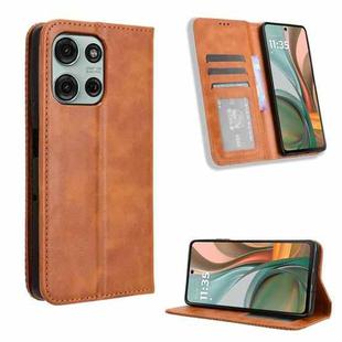 For Motorola Moto G75 5G Magnetic Buckle Retro Texture Leather Phone Case(Brown)