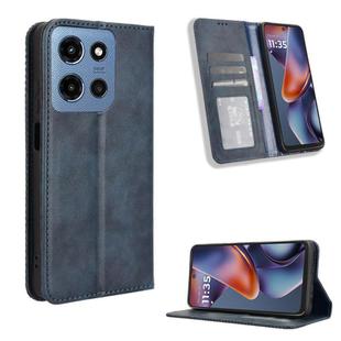 For Motorola Moto G Play 2025 Magnetic Buckle Retro Texture Leather Phone Case(Blue)