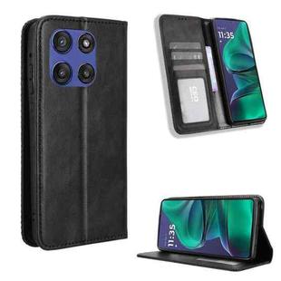 For Motorola Moto G Stylus 5G 2025 Magnetic Buckle Retro Texture Leather Phone Case(Black)