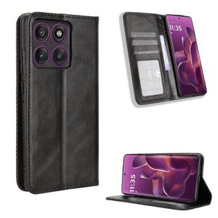 For Motorola Edge 60 Pro Magnetic Buckle Retro Texture Leather Phone Case(Black)