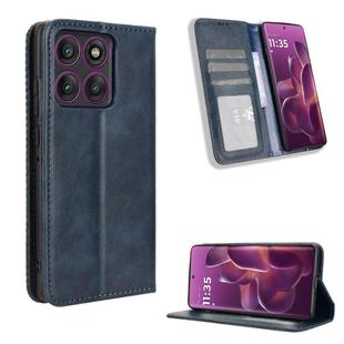 For Motorola Edge 60 Pro Magnetic Buckle Retro Texture Leather Phone Case(Blue)