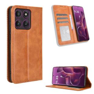 For Motorola Edge 60 Pro Magnetic Buckle Retro Texture Leather Phone Case(Brown)