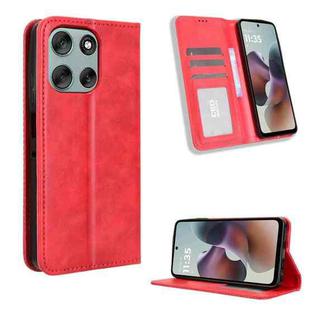 For Motorola Moto G56 / G66j / G66y 5G Magnetic Buckle Retro Texture Leather Phone Case(Red)