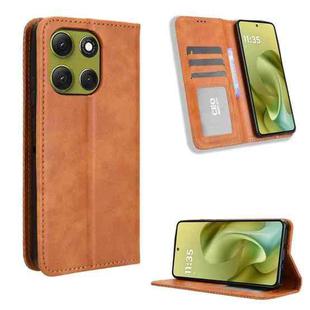 For Motorola Moto G86 5G Magnetic Buckle Retro Texture Leather Phone Case(Brown)