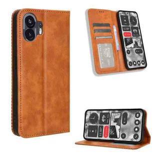 For Nothing Phone 2 Magnetic Buckle Retro Texture Leather Phone Case(Brown)