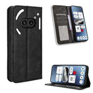 For Nothing Phone 2a Magnetic Buckle Retro Texture Leather Phone Case(Black)