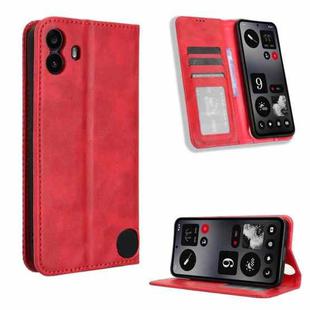 For Nothing CMF Phone 1 Magnetic Buckle Retro Texture Leather Phone Case(Red)