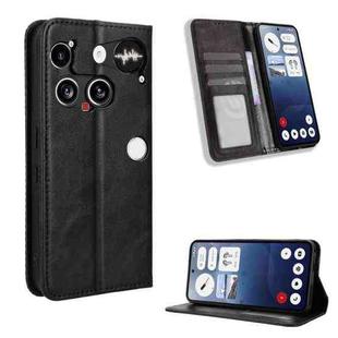 For Nothing Phone 3 Magnetic Buckle Retro Texture Leather Phone Case(Black)