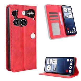 For Nothing Phone 3 Magnetic Buckle Retro Texture Leather Phone Case(Red)