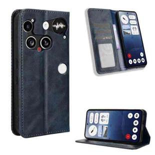 For Nothing Phone 3 Magnetic Buckle Retro Texture Leather Phone Case(Blue)