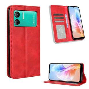 For Doogee X98 Magnetic Buckle Retro Texture Leather Phone Case(Red)