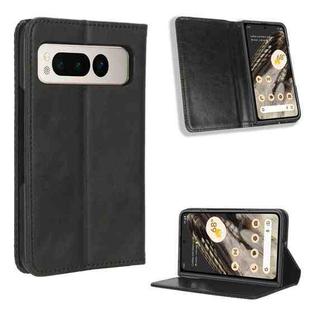 For Google Pixel Fold Magnetic Buckle Retro Texture Leather Phone Case(Black)