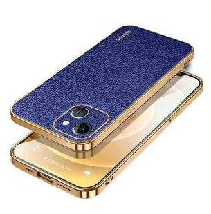 For iPhone 15 Plus SULADA TPU + Litchi Texture Leather Phone Case(Blue)