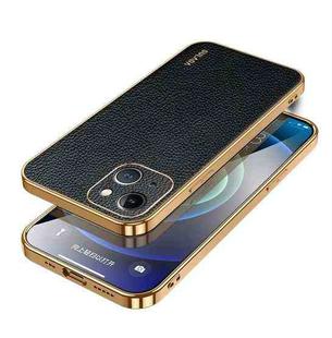 For iPhone 15 SULADA TPU + Litchi Texture Leather Phone Case(Black)