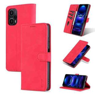 For Xiaomi Poco F5/Redmi Note 12 Turbo AZNS Skin Feel Calf Texture Flip Leather Phone Case(Red)